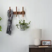 TRINITY - DRAKESTONE | Mid-Century Coat Rack w/ 3 Wooden Hooks | - Walnut - Front_Zoom