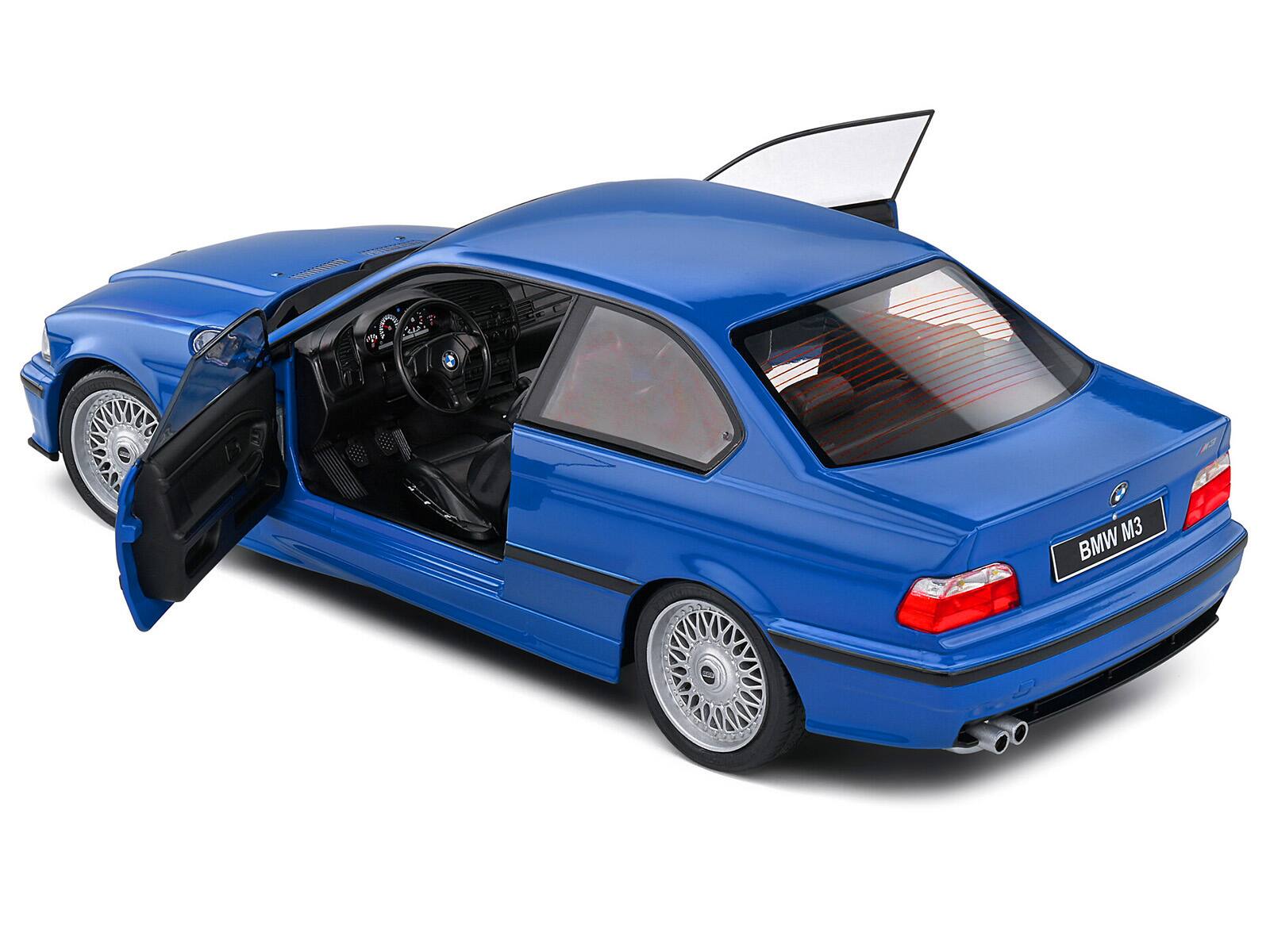 Back. Solido - 1996 BMW E36 M3 Coupe Santorin Blue 1/18 Diecast Model Car by Solido - Blue.