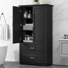 APRILSOUL - Multi Purpose Storage Cabinet with Adjustable Shelves - Black