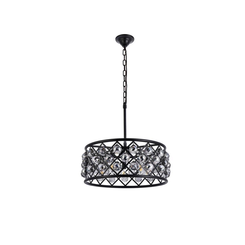Left. Urban Classic - Madison 5 light Matte Black Chandelier Silver Shade (Grey) Royal Cut Crystal - Matte Black.