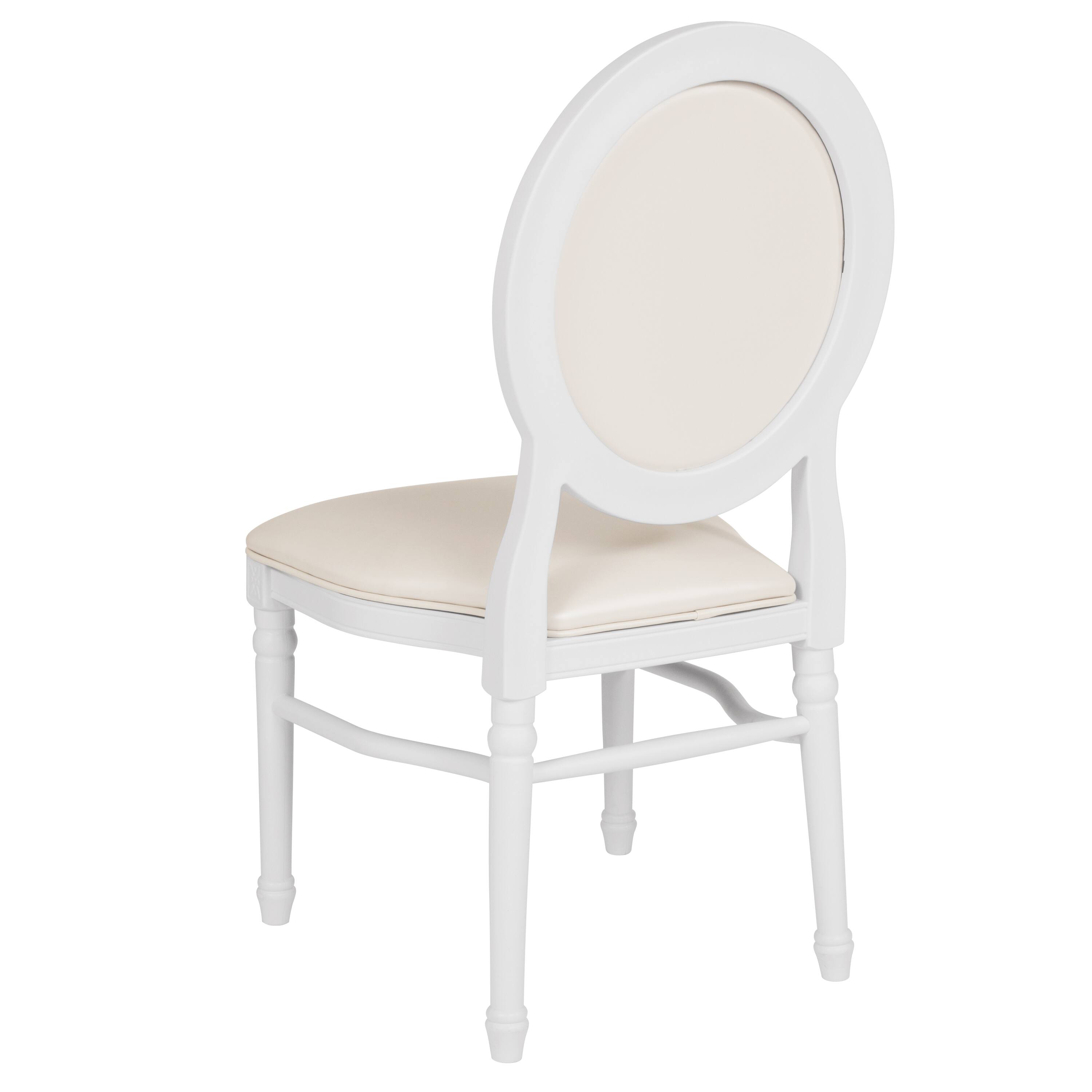 Alt View 5. Emma + Oliver - King Louis Dining Side Chair, Desk Chair - White Vinyl/White Frame.