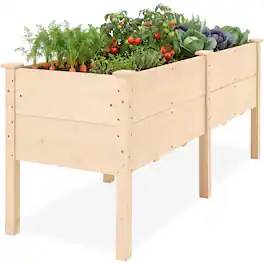 Best Choice Products - 72" x 24" x 30" Raised Garden Bed, Extra Deep 16" Depth, Elevated Wood Planter Stand - Natural