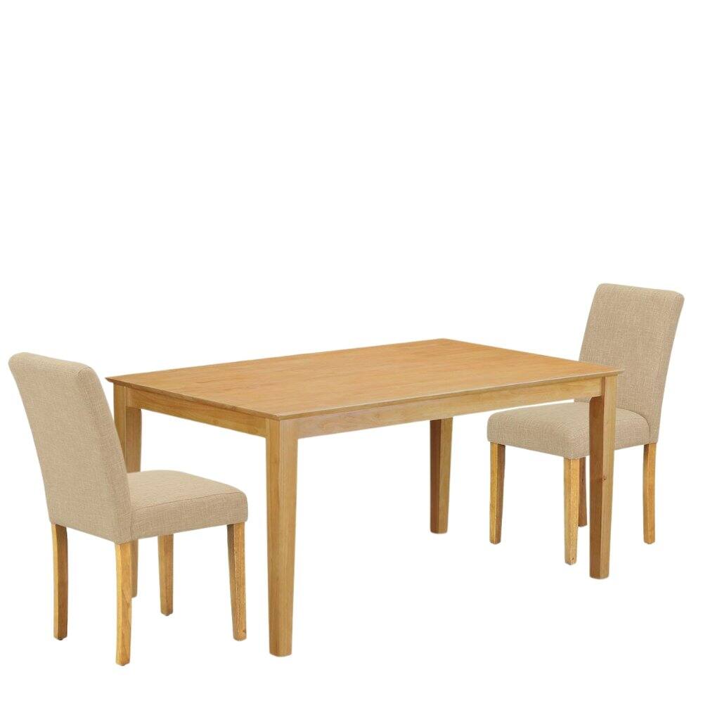 Alt View 1. FurniFact - Solid Wood Dining Table Set for 6, Kitchen Table and Chairs in Oak - Brown.
