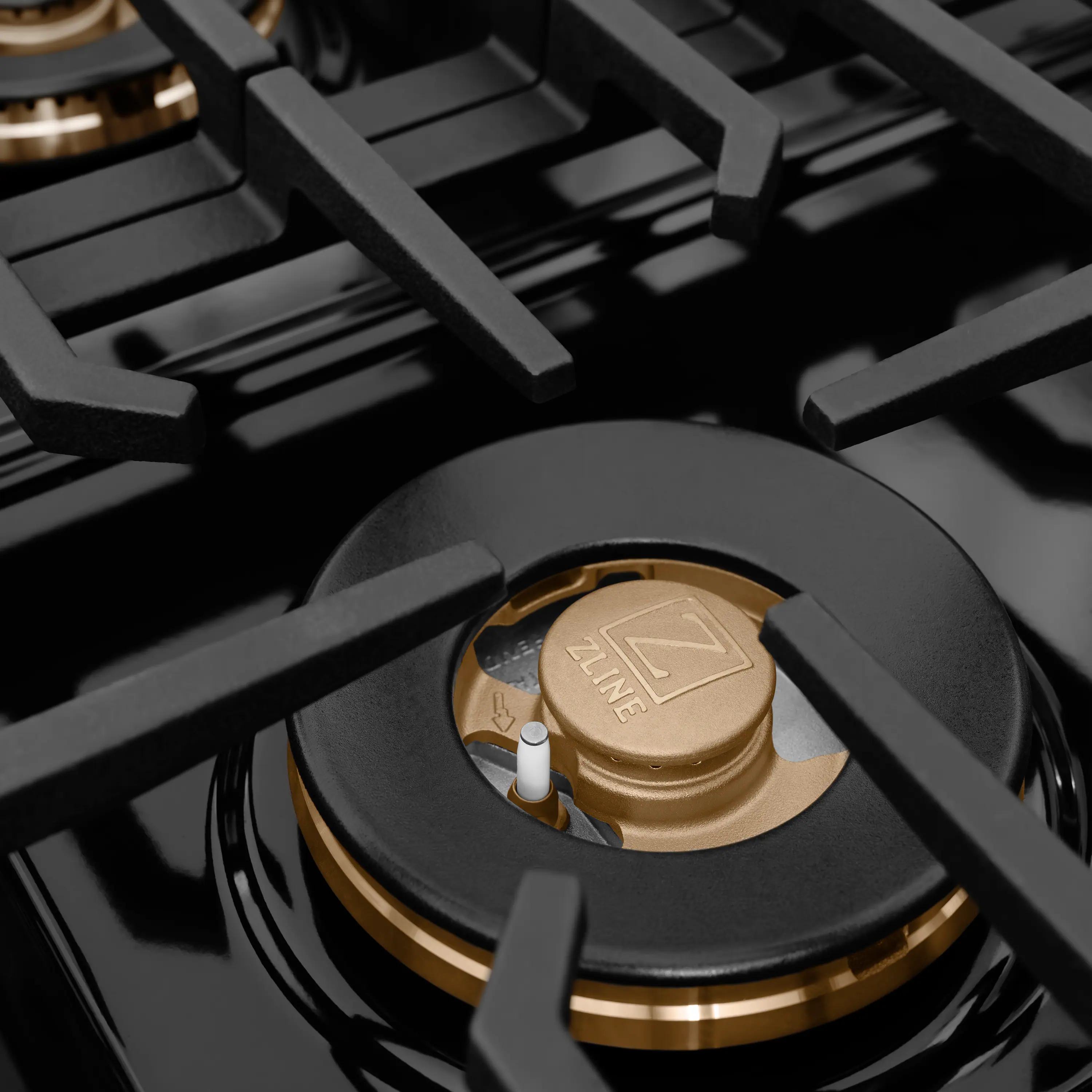 Back. ZLINE - ZLINE Designer 36 in. 6 Burner DuoPro Gas Rangetop in Black Satin Steel with Black and Bronze Accents (PSRTBSZ-36-MBCB) - Black Satin Stainless Steel.