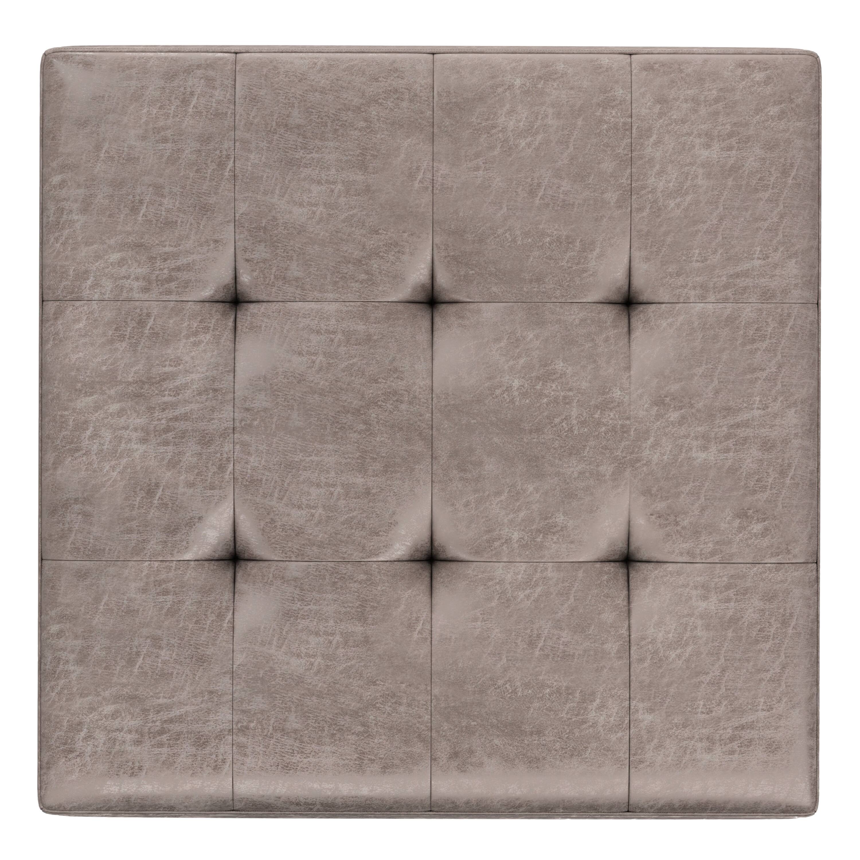 Alt View 1. Simpli Home - Shay 38 inch Wide Mid Century Modern Large Storage Ottoman in Distressed Grey Taupe Vegan Faux Leather, Assembled - Distressed Grey Taupe.