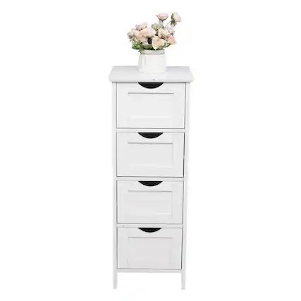 Front. SlickBlue - 4-Drawer Storage Cabinet Space-Saving Organizer for Bathroom - White.