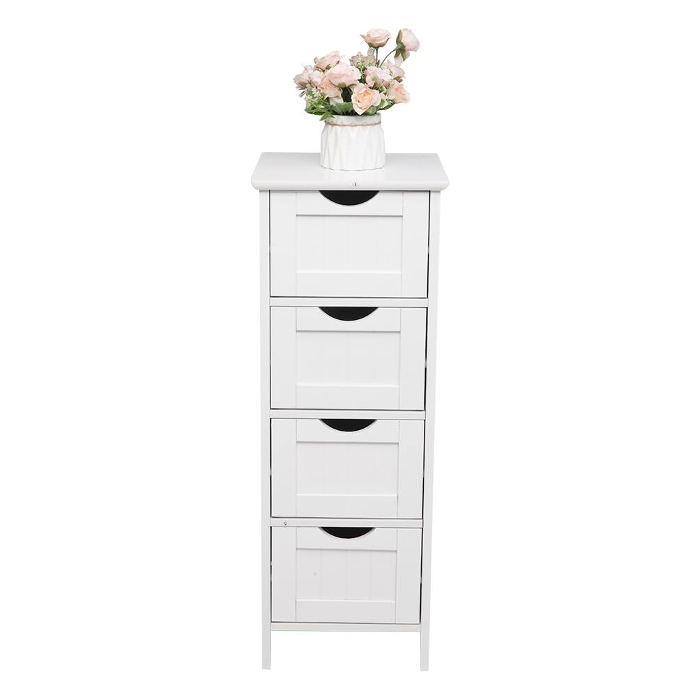 Front. SlickBlue - 4-Drawer Storage Cabinet Space-Saving Organizer for Bathroom - White.