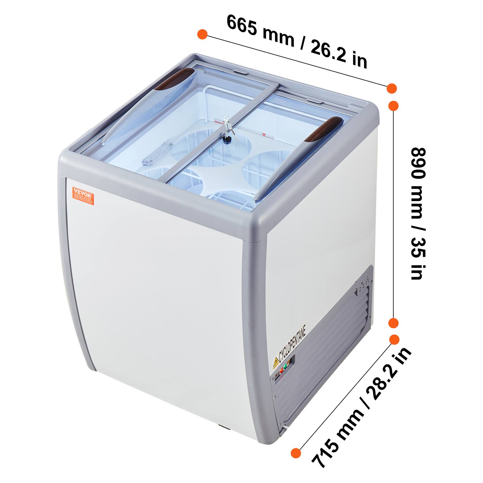 665 mm / 26.2 in
890 mm / 35 in
715 mm / 28.2 in
VEVOR