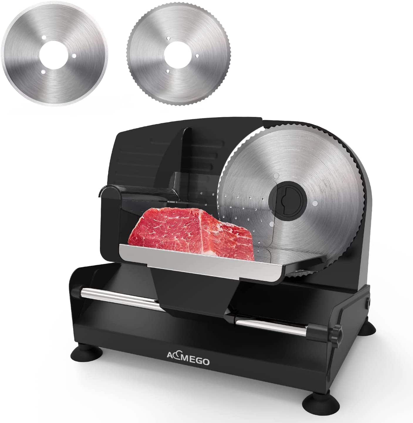 Aemego - Food Slicer with Removable Stainless Steel Blade, Adjustable Thickness - Black