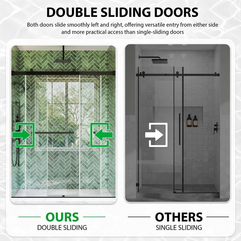 DOUBLE SLIDING DOORS  
Both doors slide smoothly left and right, offering versatile entry from either side and more practical access than single-sliding doors

OURS  
DOUBLE SLIDING

OTHERS  
SINGLE SLIDING