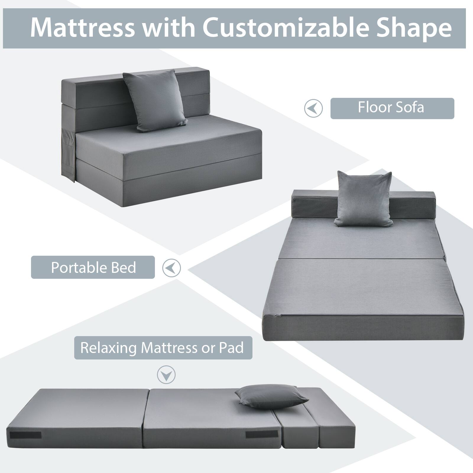 Mattress with Customizable Shape

- Floor Sofa
- Portable Bed
- Relaxing Mattress or Pad