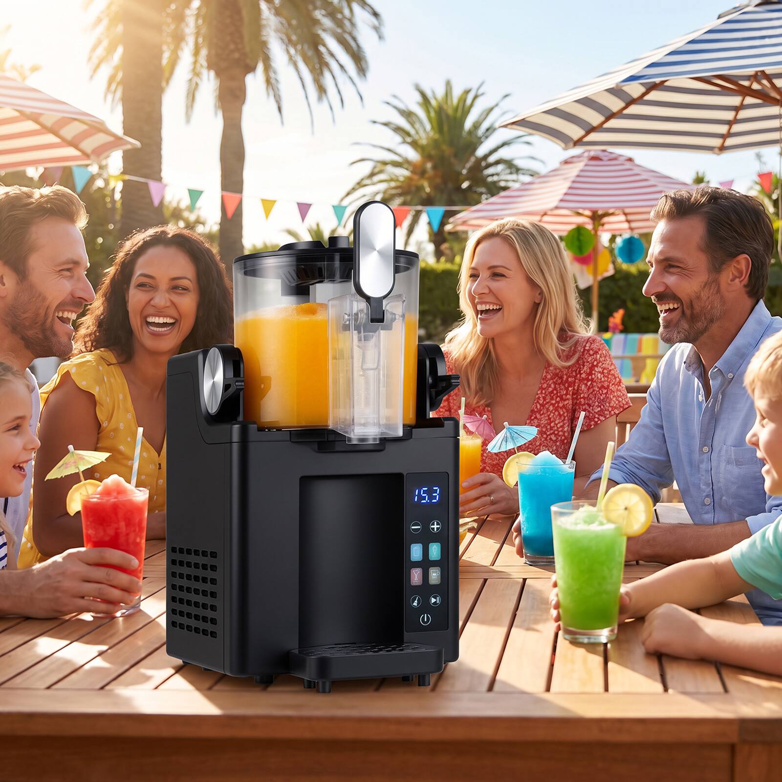 Alt View 3. Costway - Costway Slushie Machine for Home, 68 oz Frozen Drink Maker & Slushy Machine, 4 Presets - Black.