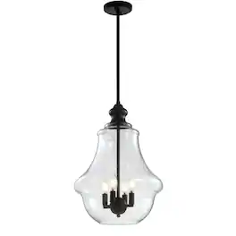 Jonathan Y - Adam 16" Adjustable Metal/Glass LED Pendant, Oil Rubbed Bronze - Oil-Rubbed Bronze