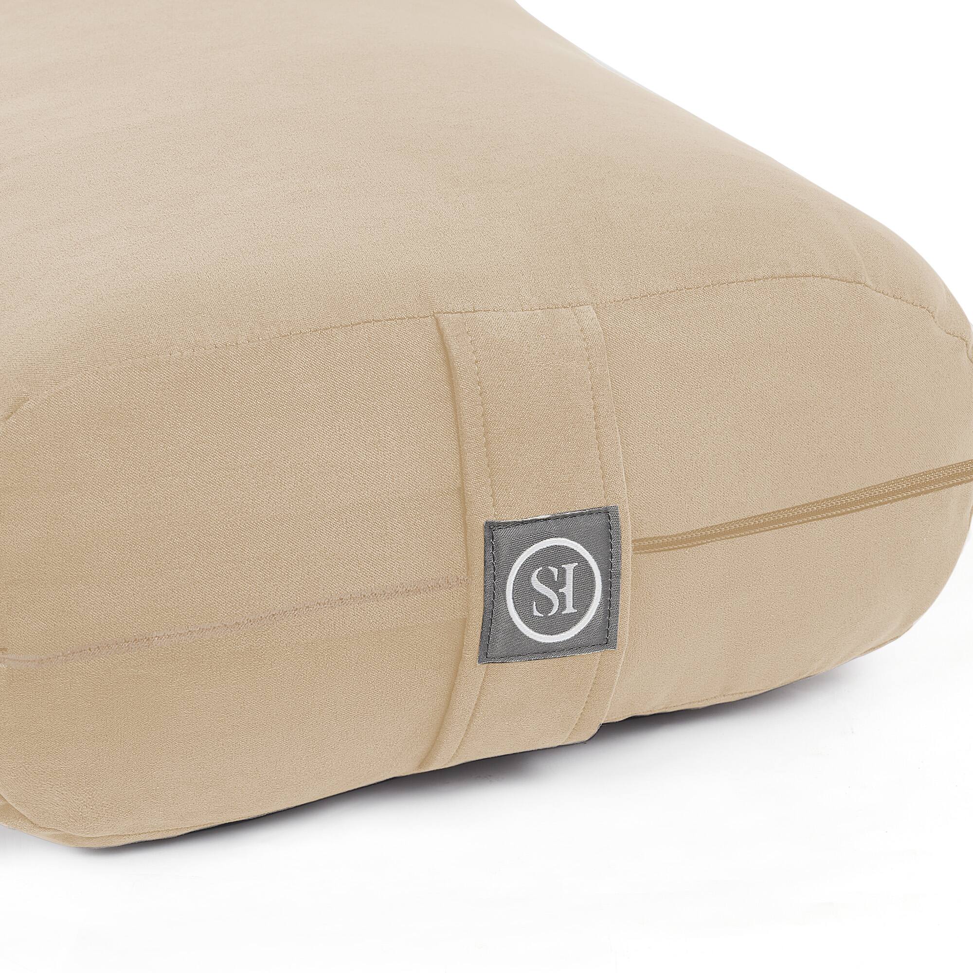 Alt View 1. Sweet Home Collection - Yoga Bolster Pillow Meditation Pillow w/Washable Cover & Carry Handle - Beige.