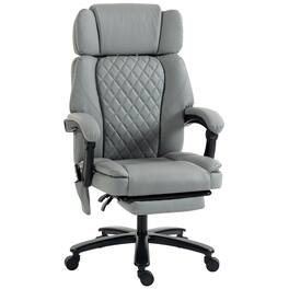 Homcom - Office Chair with Heat, 400lbs Heavy Duty Desk Chair with Adjustable Headrest, Reclining, Footrest - Light Gray
