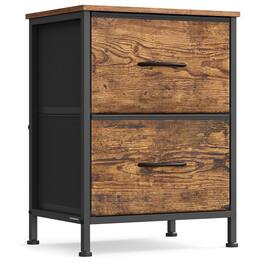 Songmics Home - Dresser for Bedroom, Chest of Drawers, Nightstand,2 Non-Woven Fabric Drawers, Storage Organizer Unit, Closet, Entryway - Rustic Brown and Ink Black