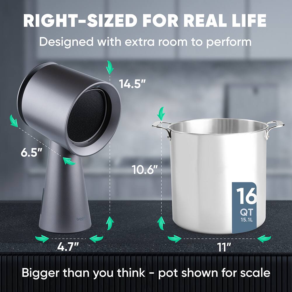 RIGHT-SIZED FOR REAL LIFE  
Designed with extra room to perform  

14.5"  
6.5"  
10.6"  
16 QT 15.1L  
4.7"  
11"  

Bigger than you think - pot shown for scale
