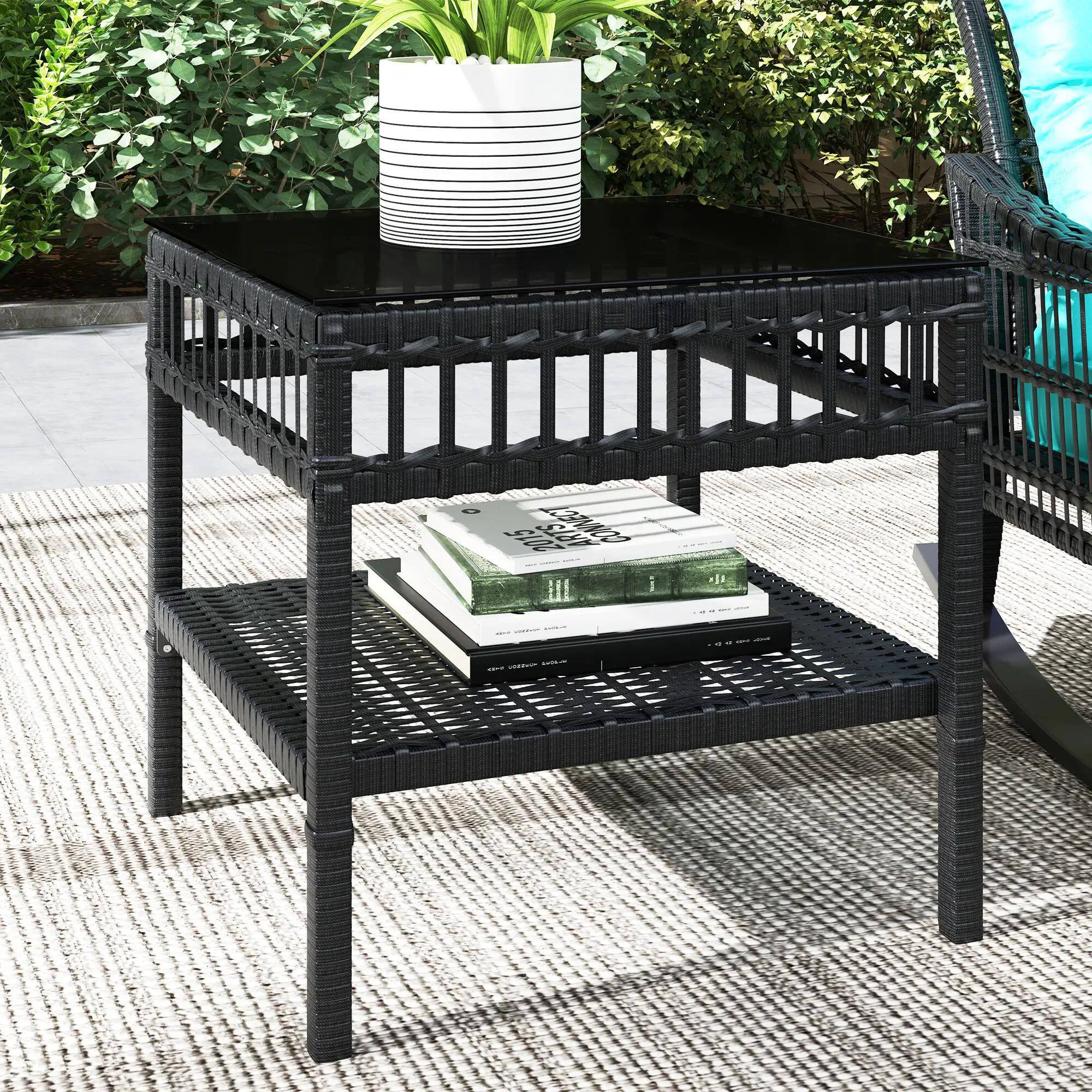 Alt View 1. Resenkos - Resenkos 3-Piece Patio Bistro Set,PE Rattan, Rocking Chair with Tempered Glass Table Top, Turquoise Green - Turquoise Green.