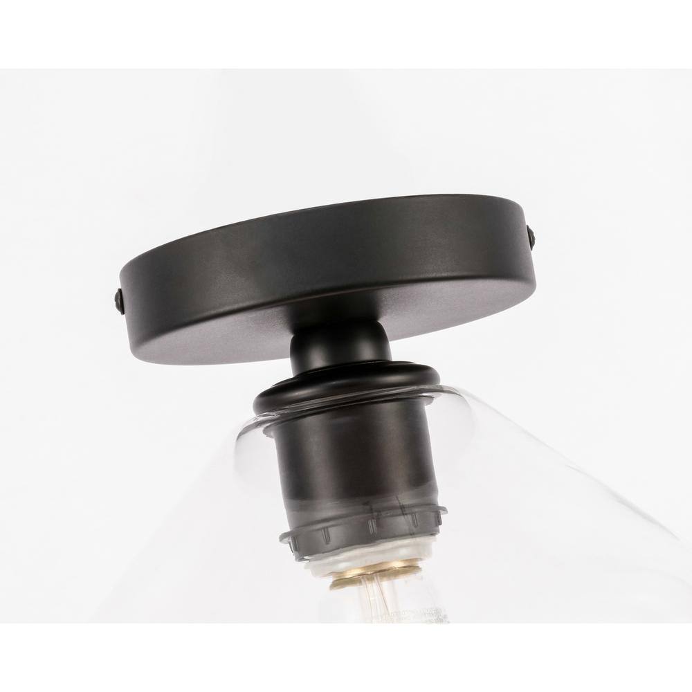 Back. Living District - Gene 1 light Black and Clear glass Flush mount - Black And Clear Glass.