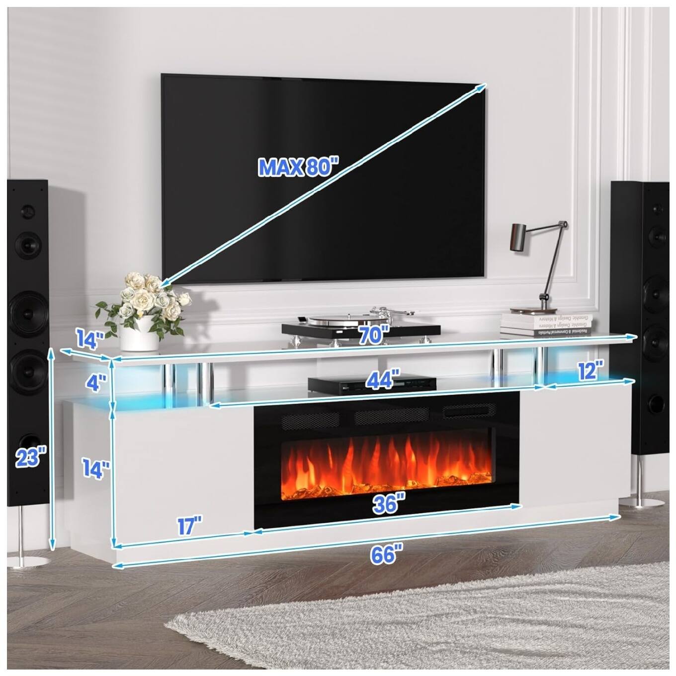 MAX 80"  
14"  
4"  
70"  
44"  
12"  
23"  
14"  
17"  
36"  
66"