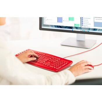 Alt View 1. Kensington - Kensington Pro Fit Wired Washable Keyboard – IPX6 Waterproof & Antimicrobial – Red - Red.