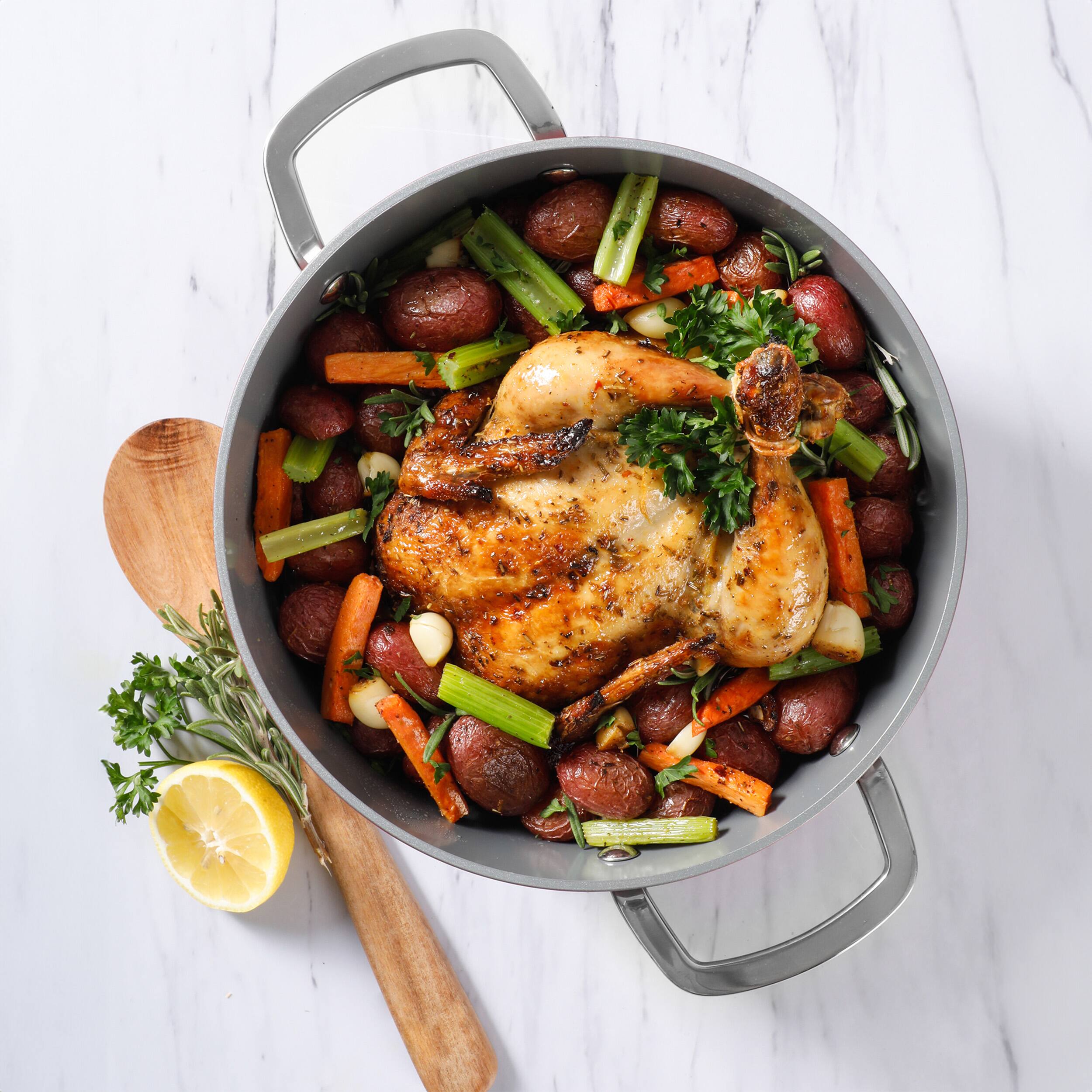 Alt View 2. Sur La Table - Sur La Table Angelie 10 Piece Nonstick Ceramic Enameled Aluminum Cookware Set - Blue.