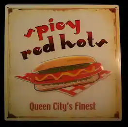 BreeBe - Tin Sign Spicy Hot Dog - Multicolor