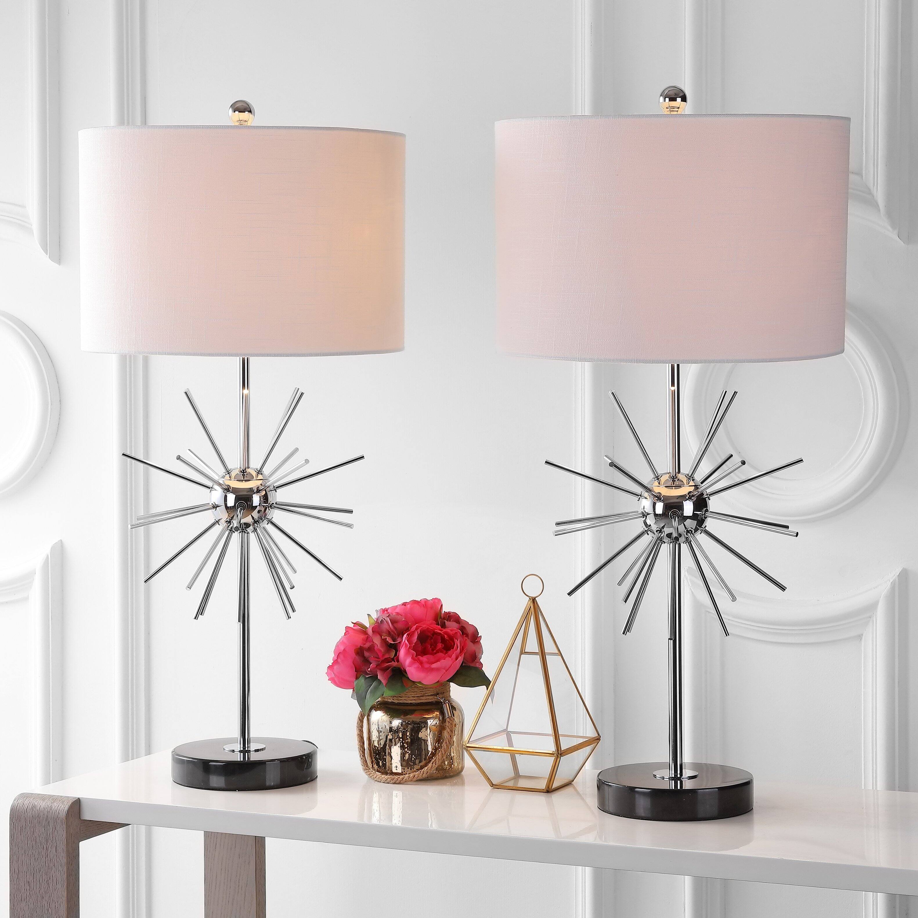 Alt View 1. Jonathan Y - Aria 31.5" Metal/Marble LED Table Lamp, Chrome (Set of 2) - Silver.