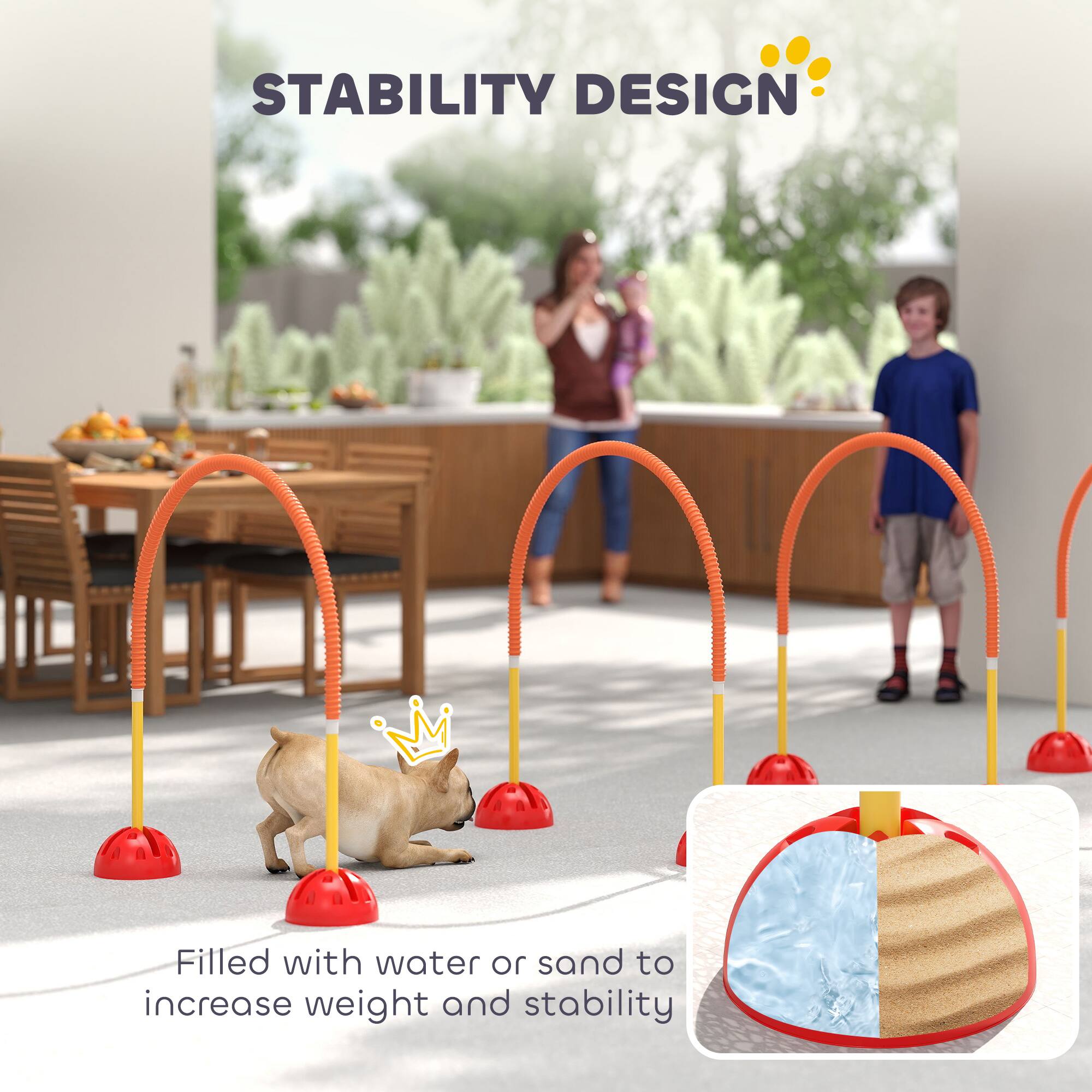 STABILITY DESIGN

Filled with water or sand to increase weight and stability