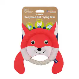 PawsPik - 2-in-1 Fierce Fox Flying Disc & Tug Dog Toy - Red