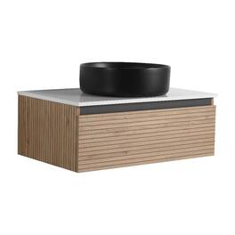 Loheer - 30 inch wall mounted bathroom vanity with Black Art Ceramic Sink - Light Coffee