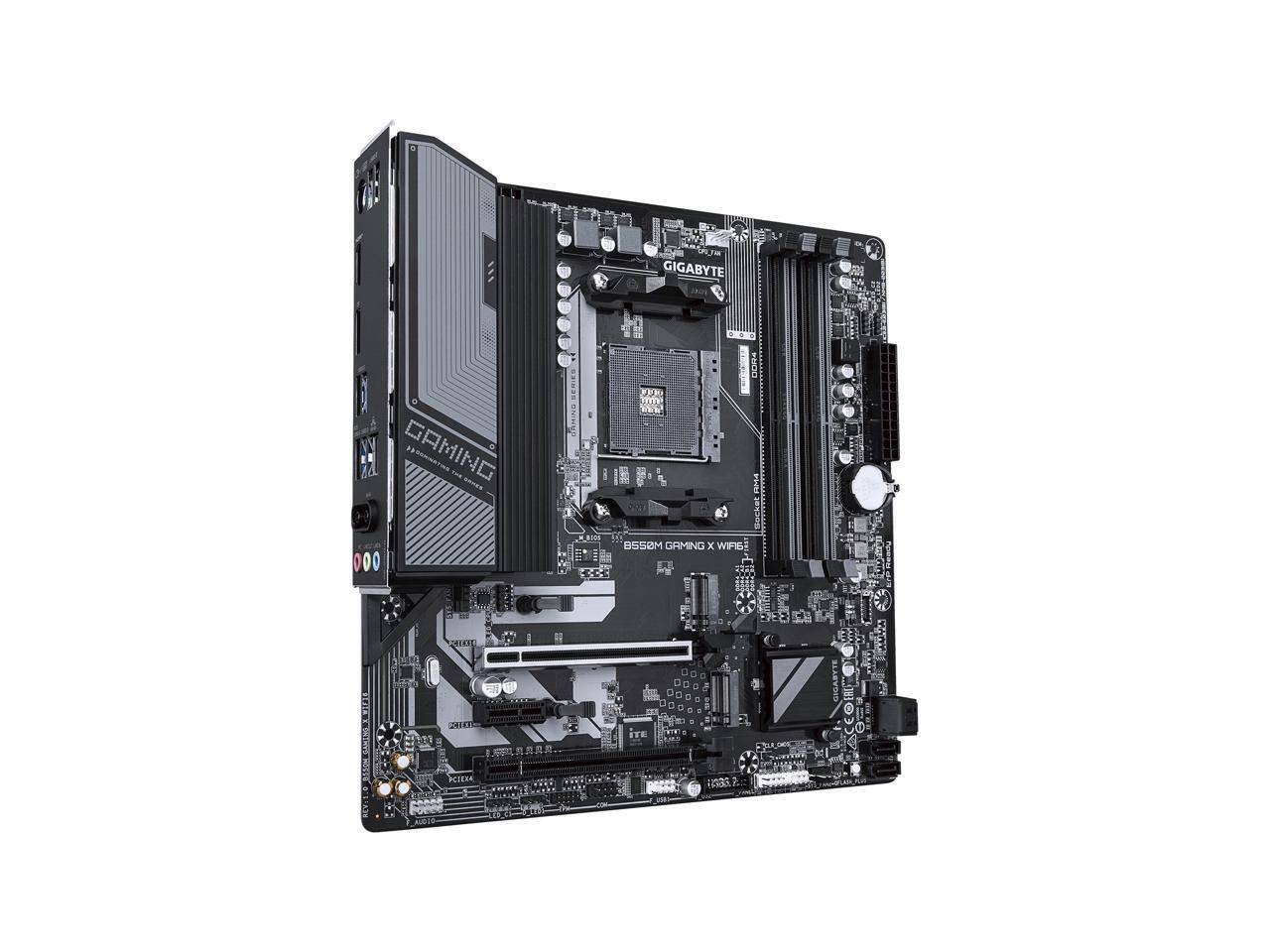 A GIGABYTE B550M GAMING X WIFI2 motherboard.
