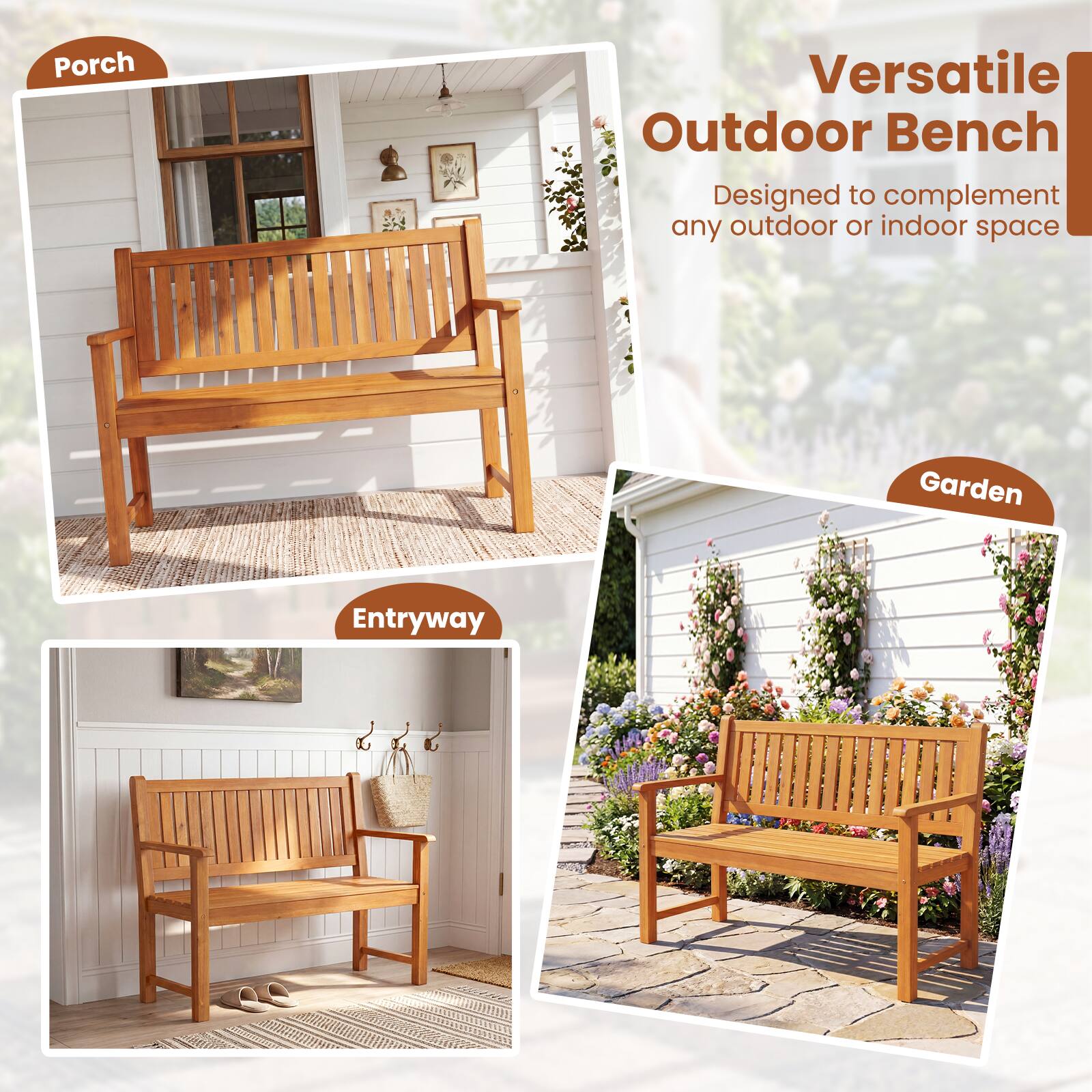 Porch Versatile Outdoor Bench | Designed to complement any outdoor or indoor space Garden Entryway