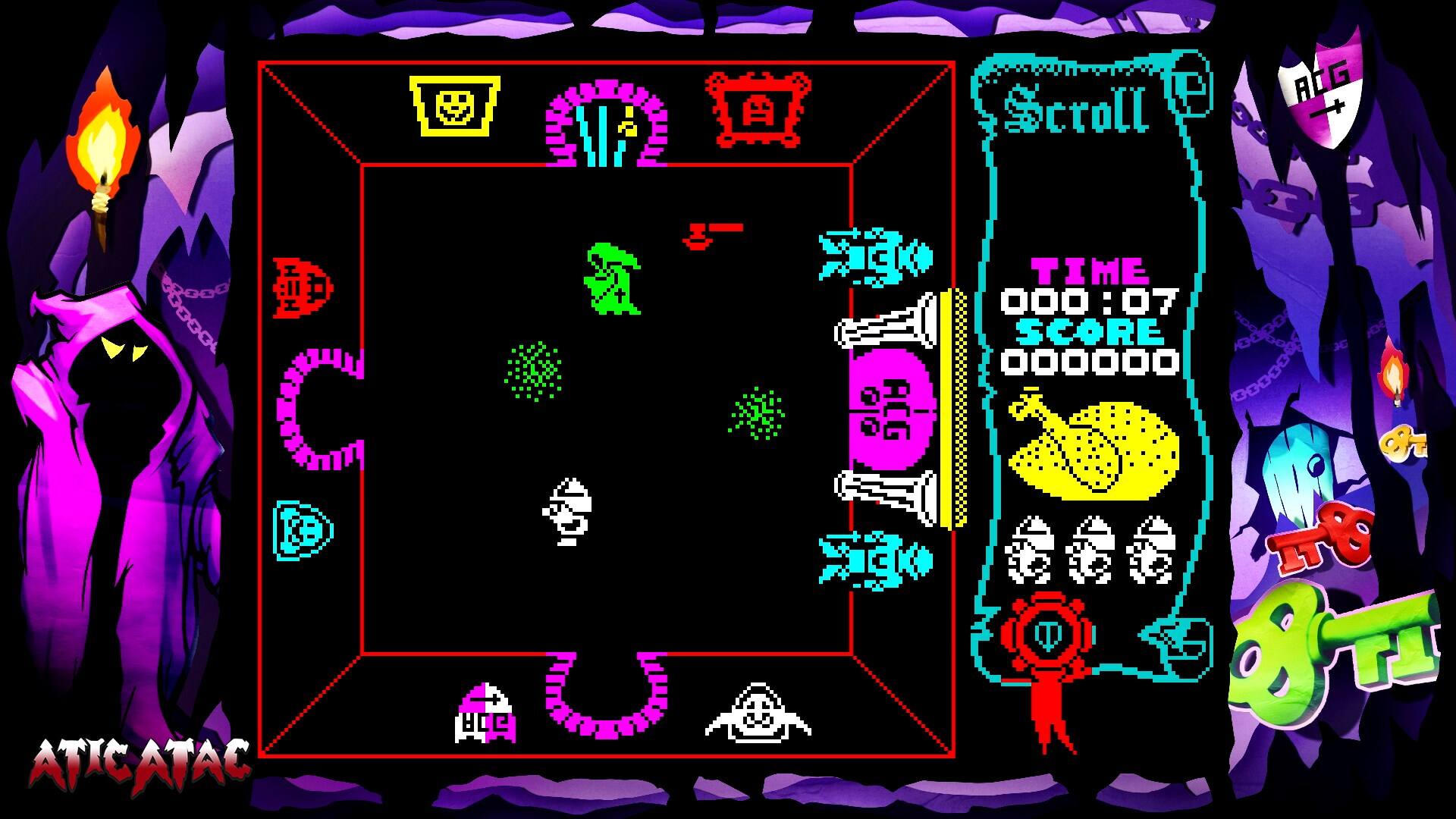 Scroll ACG 3 TIME 00:07:07 SCORE 000000 LB ATICATAC