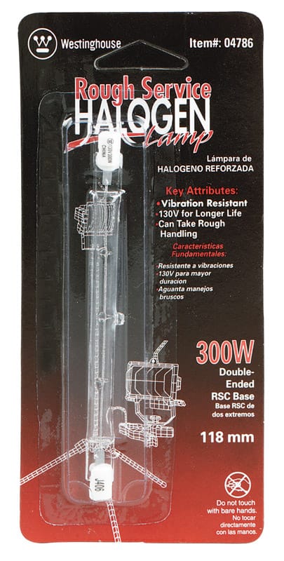 Westinghouse - Rough Service Utility Halogen Bulb 5,000 lm Bright White 300 W T3 1 Pack Case of 6