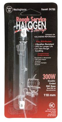 Westinghouse - Rough Service Utility Halogen Bulb 5,000 lm Bright White 300 W T3 1 Pack Case of 6