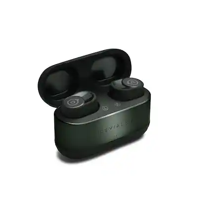 Front. Devialet Gemini - II Wireless In-Ear Bluetooth Earbuds - Deep Forest.