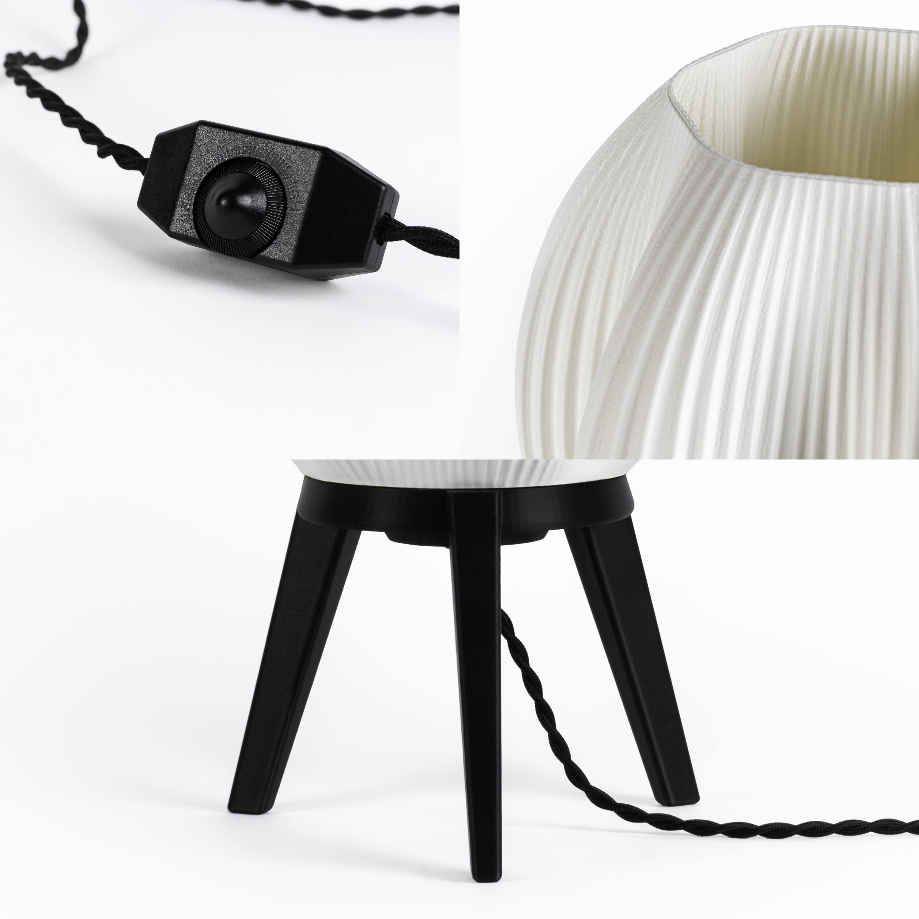 Alt View 4. Jonathan Y - Wavy 16.5" Modern Contemporary Plant-Based PLA 3D Printed Dimmable LED Table Lamp, White/Black - White.