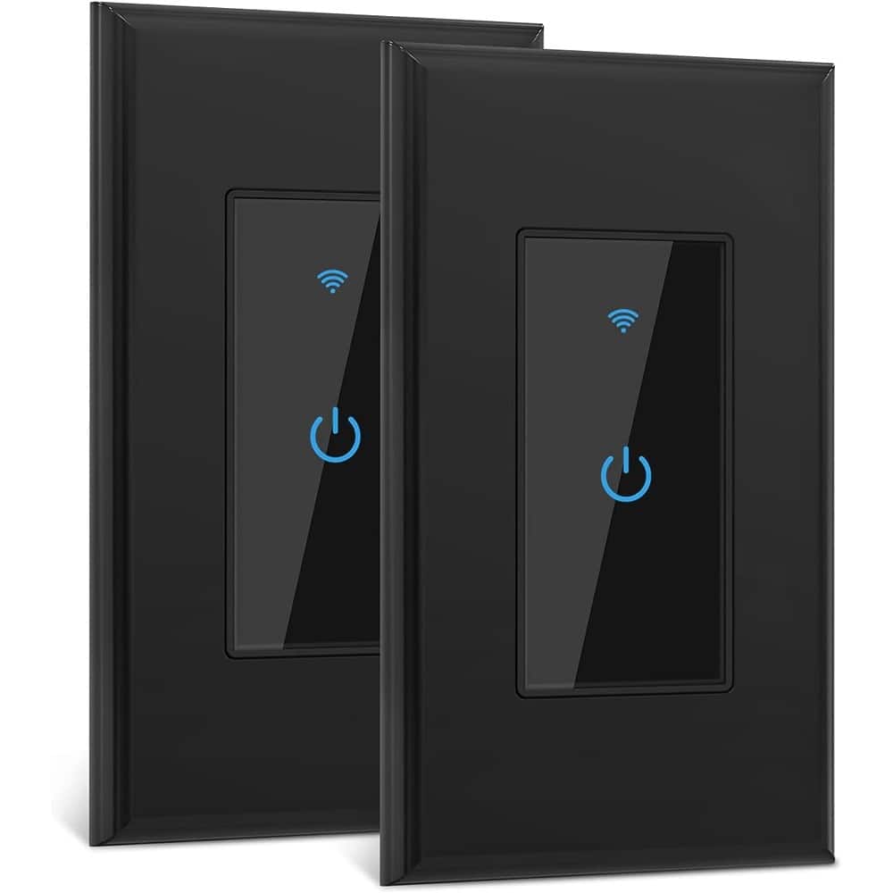 Schertz - 2.4GHz WiFi Smart Light Switch (2-Pack) – Single pole design compatible with Alexa and Google Home. Requires a neutral w