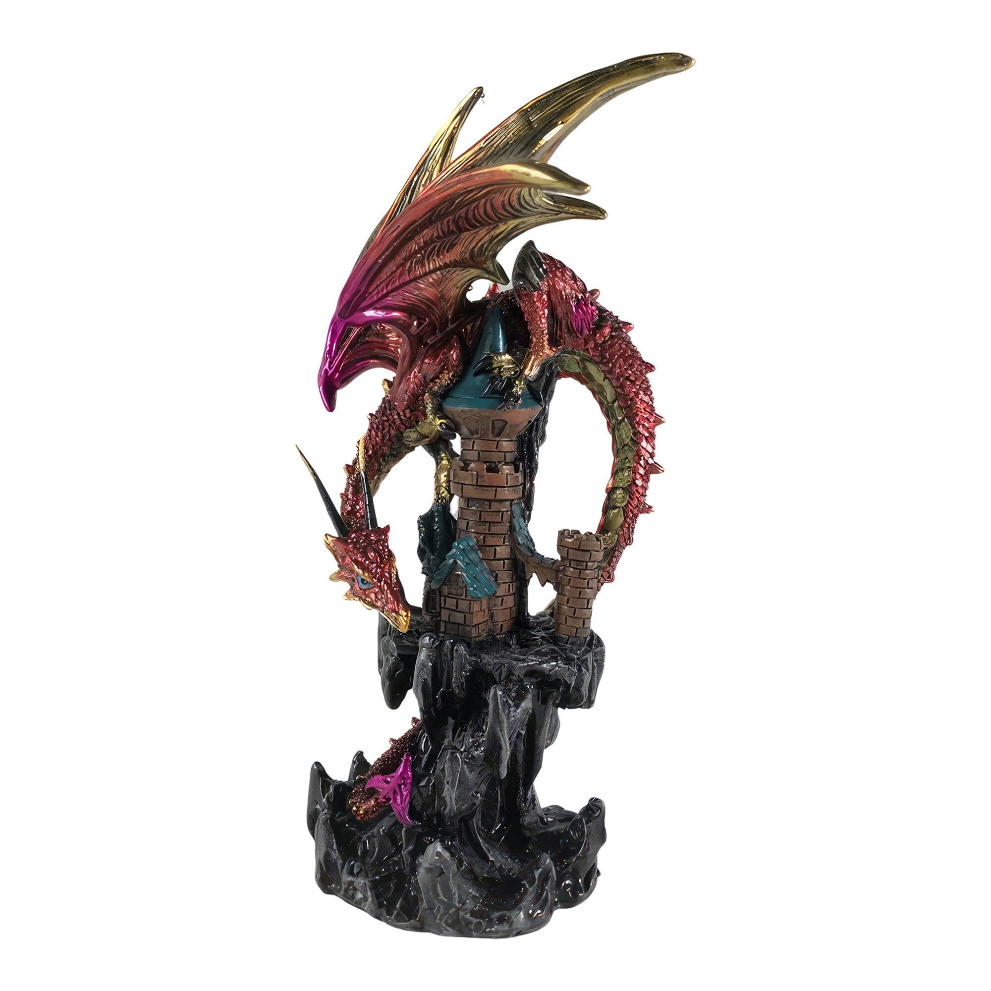 FC Design - 8"H Dragon on Castle Figurine Statue Office/Computer Desk Tabletop Medieval Gaming Home Decor Gift - Multi-Color