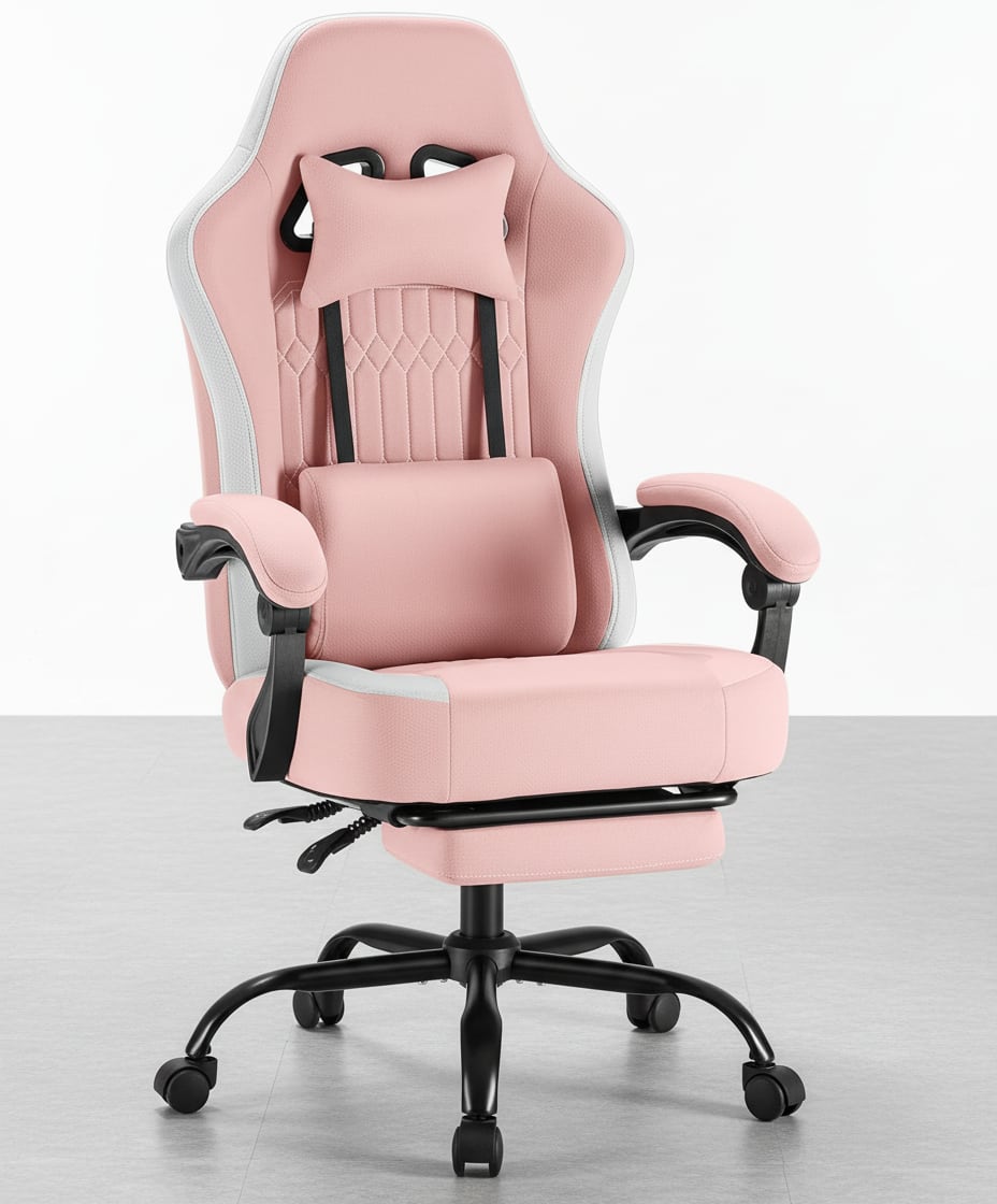 AOITUN - High Back Ergonomic Computer Gaming Chair for Daily Use - Comfort & Support with Adjustable Features - Pink