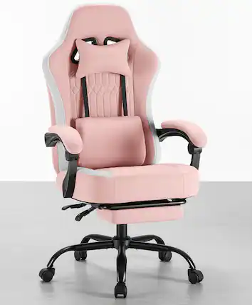 Front. AOITUN - High Back Ergonomic Computer Gaming Chair for Daily Use - Comfort & Support with Adjustable Features - Pink.