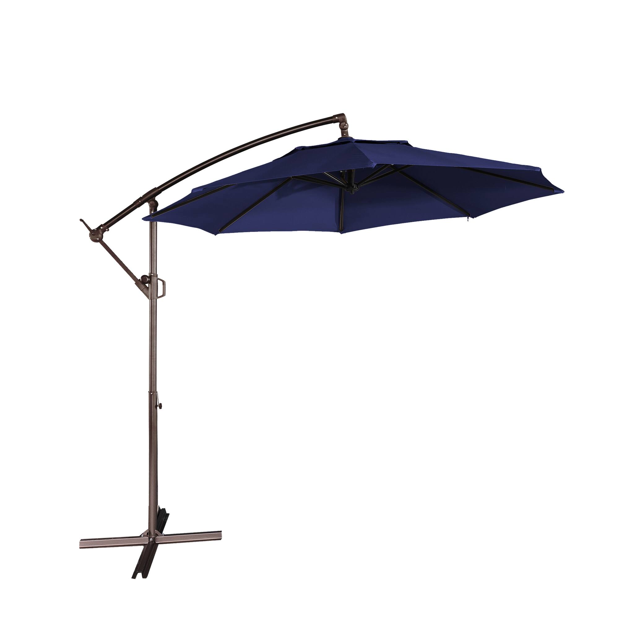 Alt View 4. Mondawe - 10ft Offset Patio Cantilever Umbrella with Easy Tilt & Crank 360°Rotate - Navy Blue.