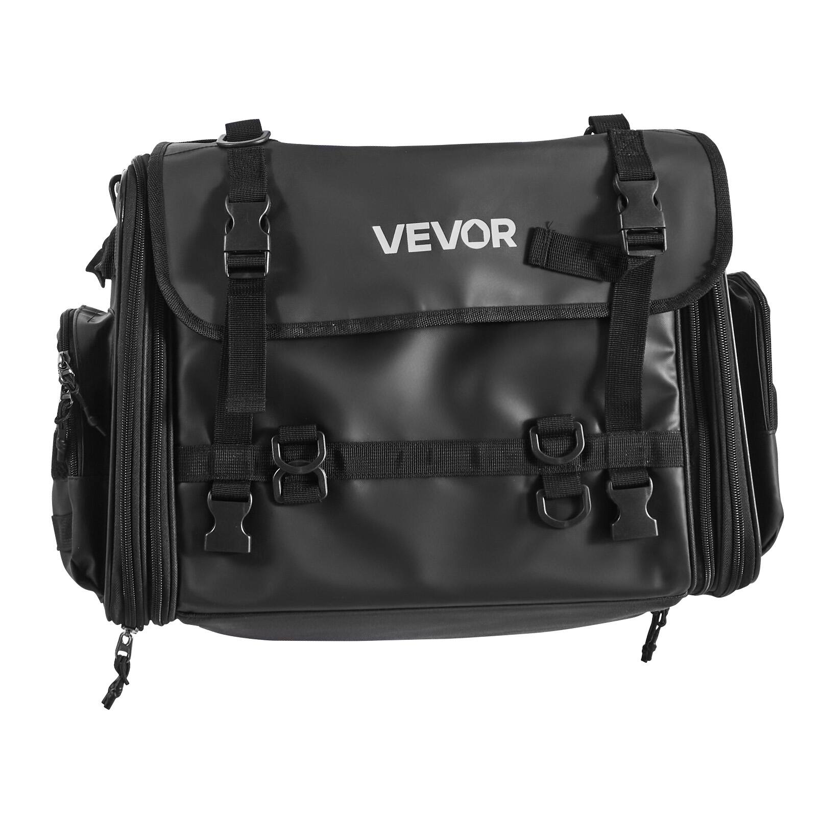 Alt View 5. VEVOR - Motorcycle Tail Bag, 40-60 L Expandable Motorcycle Rear Seat Bag with Waterproof Rain Cover, Foldable Outdoor Sports - Black.