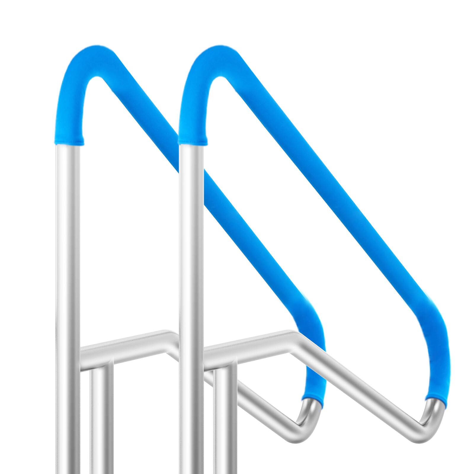 Alt View 5. VEVOR - Pool Handrail, 2 PCS 55 x 32 inch Pool Railing, Stainless Steel with Base Plate,Swimming Pool Railing for Decks - Silver,Blue.
