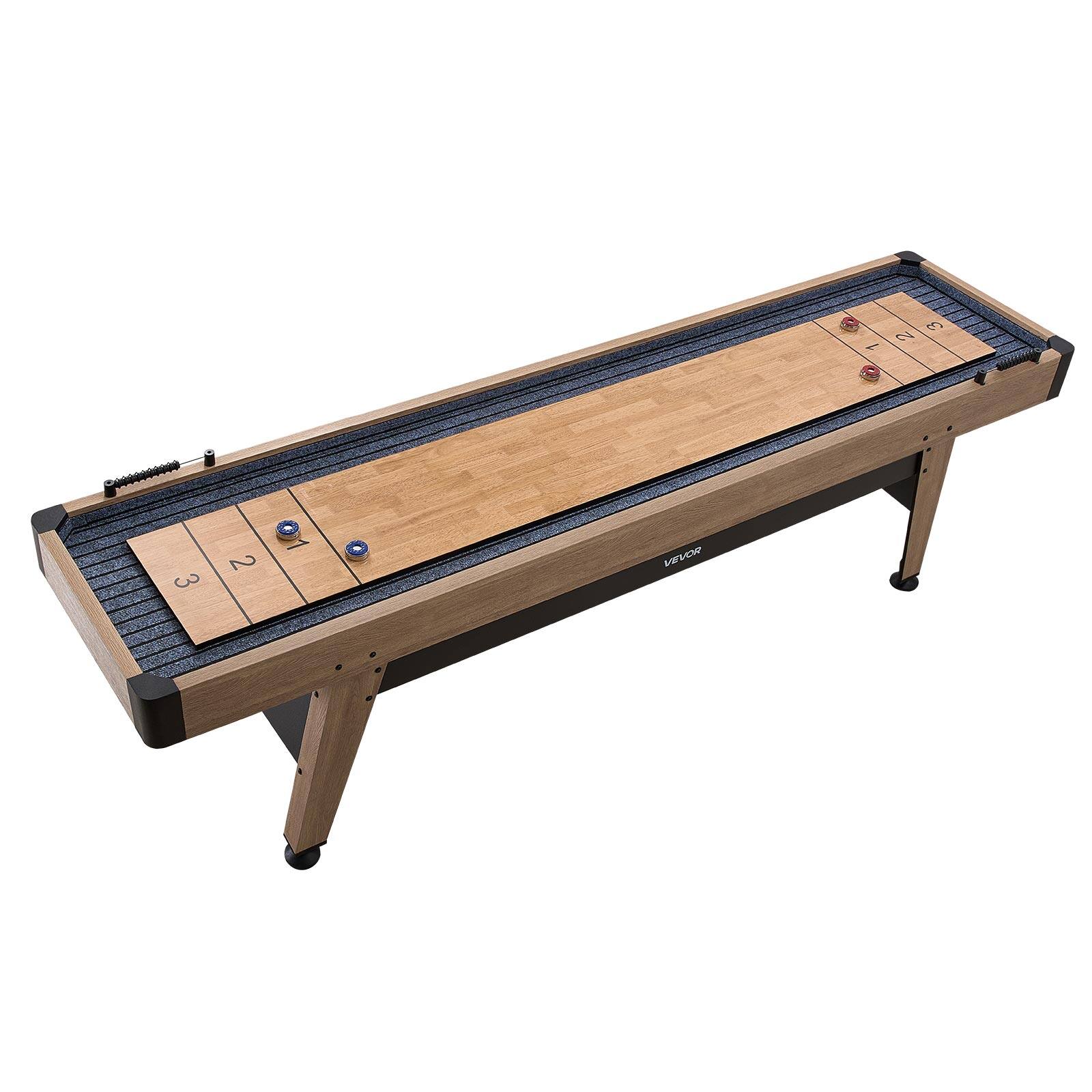 Alt View 5. VEVOR - 9 ft Shuffleboard Table, Scratch-Resistant Playfield for Smooth, Fast Puck Action, Pedestal Legs with Levelers - Brown.