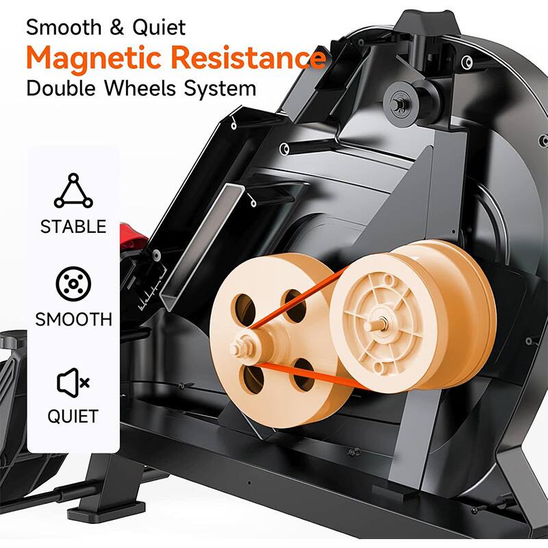 Smooth & Quiet  
Magnetic Resistance  
Double Wheels System  

- STABLE  
- SMOOTH  
- QUIET