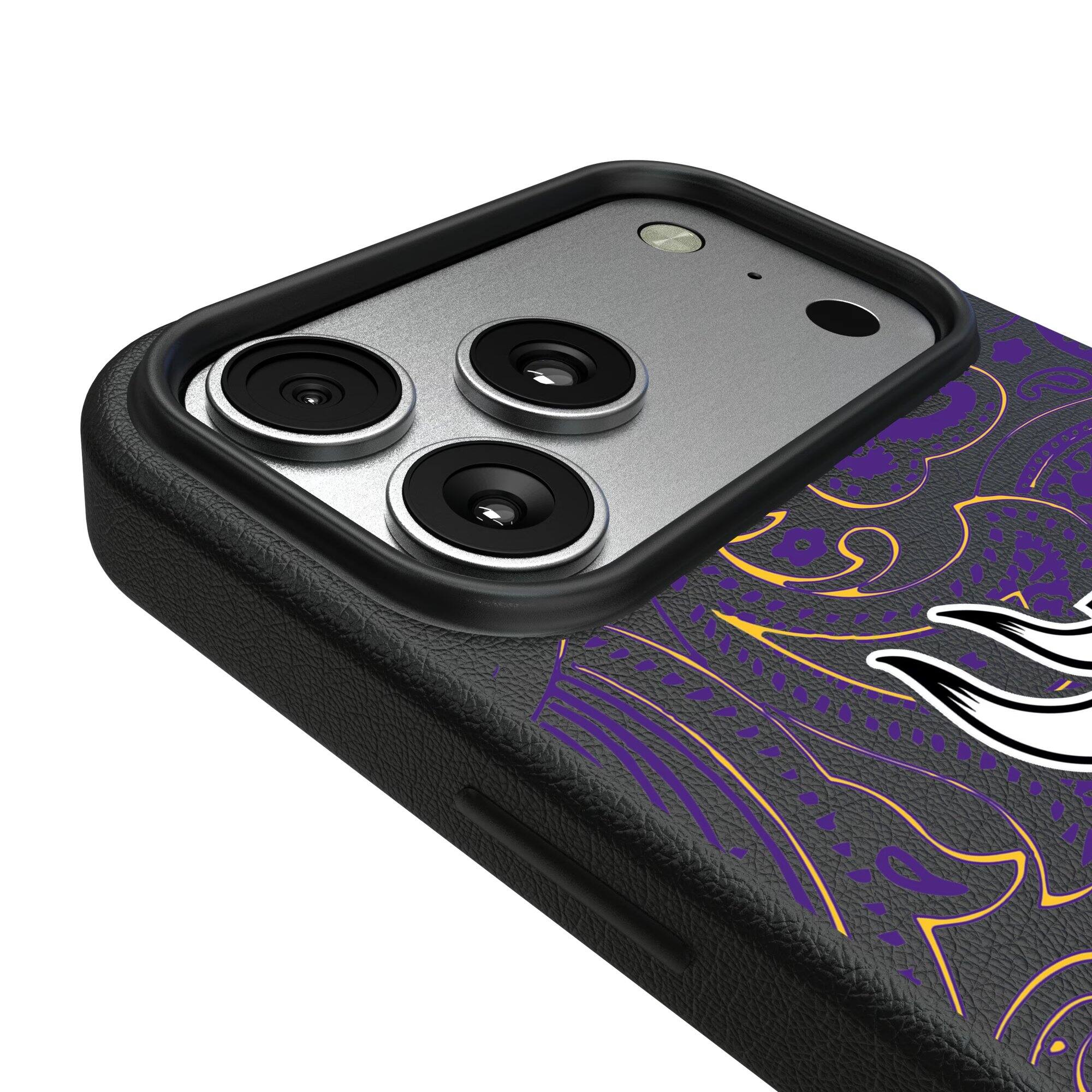 Alt View 2. Keyscaper - Minnesota Vikings Paisley iPhone Magnetic Bump Case - 17 - Black.