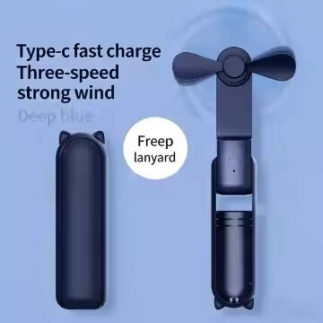 Type-c fast charge  
Three-speed strong wind  
Deep blue  
Freep lanyard