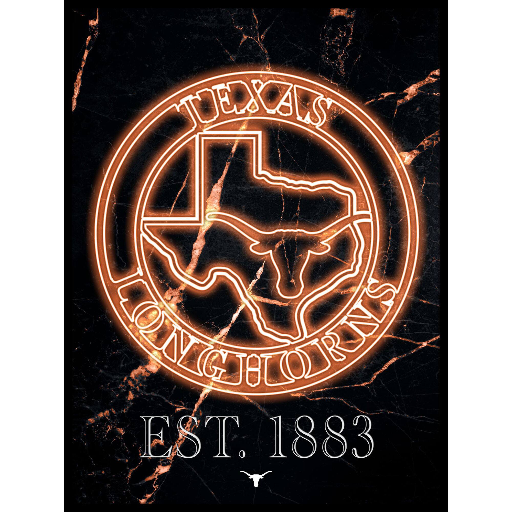 Black Texas Longhorns 12'' x 16'' Framed Circle Logo Print
